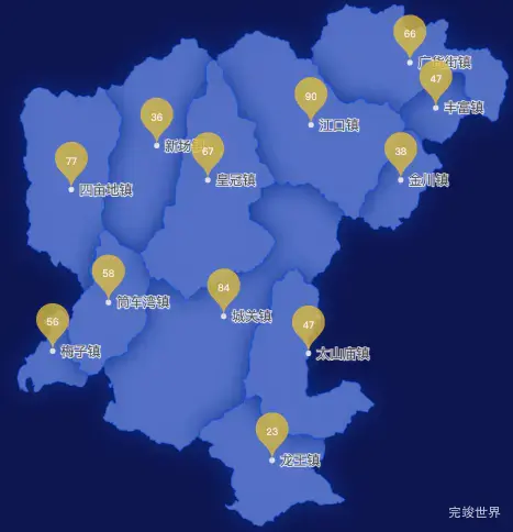 echarts安康市宁陕县geoJson地图水滴状气泡图