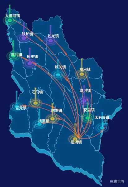 echarts安康市岚皋县geoJson地图迁徙图