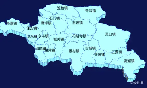 threejs商洛市洛南县geoJson地图3d地图