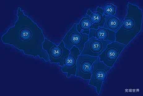 echarts石嘴山市平罗县geoJson地图圆形波纹状气泡图