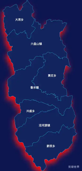 echarts固原市泾源县geoJson地图阴影