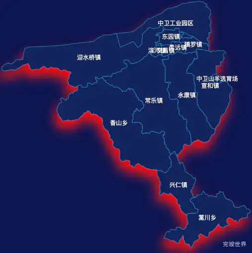 echarts中卫市沙坡头区geoJson地图阴影