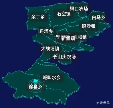 threejs中卫市中宁县geoJson地图3d地图CSS2D外加旋转棱锥