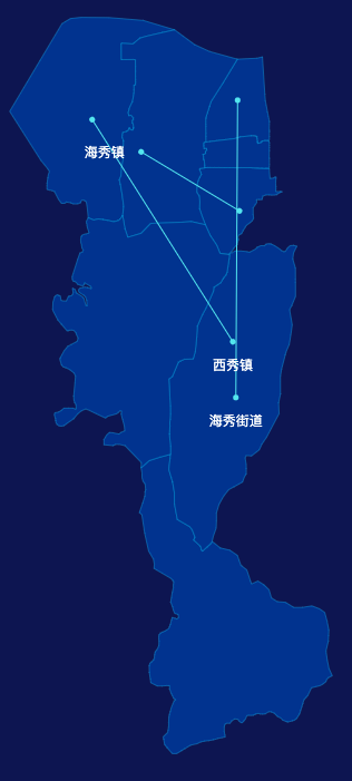 echarts海口市秀英区geoJson地图自定义引导线