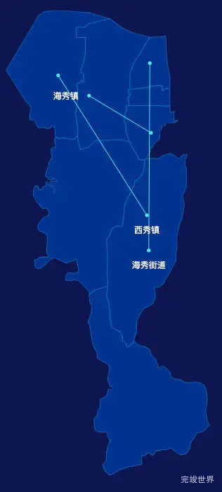 echarts海口市秀英区geoJson地图自定义引导线