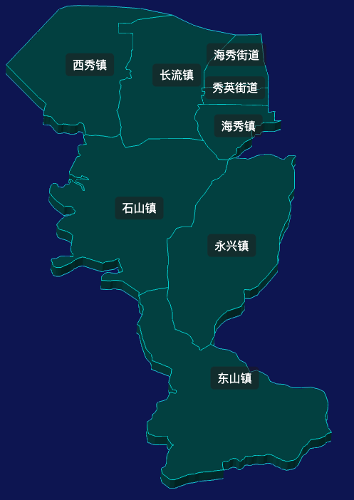 threejs海口市秀英区geoJson地图3d地图css2d标签