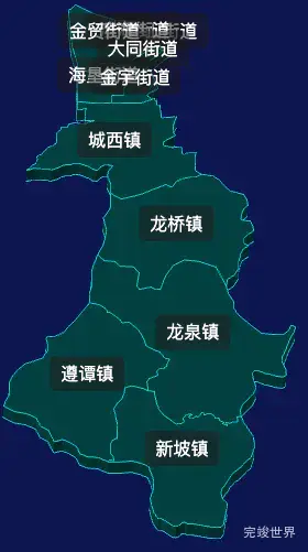 threejs海口市龙华区geoJson地图3d地图css2d标签