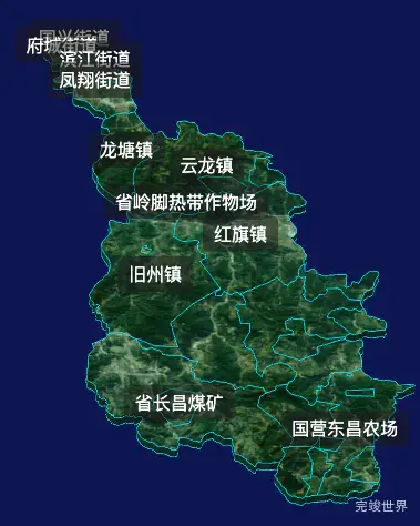 threejs海口市琼山区geoJson地图3d地图自定义贴图加CSS2D标签