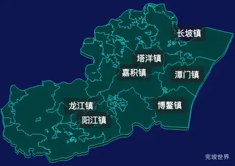 threejs琼海市geoJson地图3d地图添加旋转棱锥