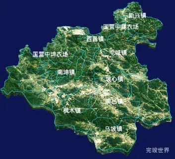 echarts屯昌县geoJson地图3d地图自定义贴图-绿色地面