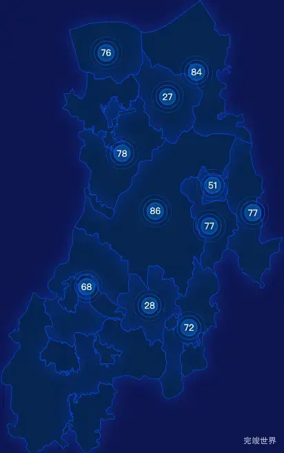 echarts澄迈县geoJson地图圆形波纹状气泡图