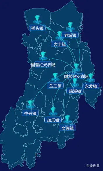 echarts澄迈县geoJson地图label自定义样式