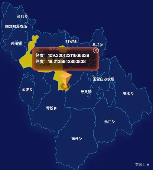 echarts白沙黎族自治县geoJson地图根据经纬度显示自定义html弹窗