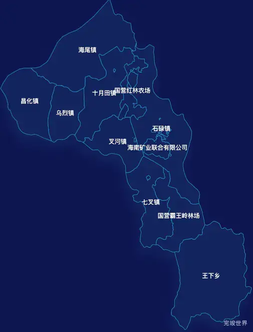 echarts昌江黎族自治县geoJson地图地图下钻展示