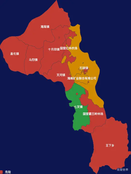 echarts昌江黎族自治县geoJson地图定义颜色