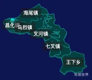 threejs昌江黎族自治县geoJson地图3d地图CSS2D外加旋转棱锥