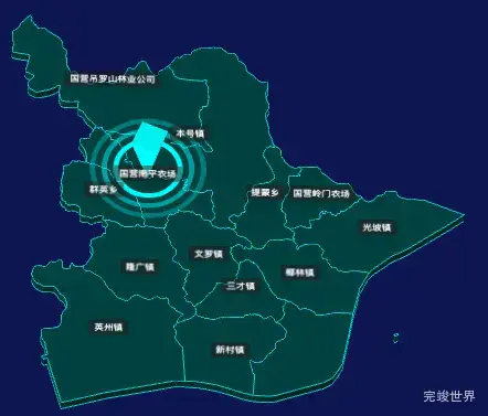 threejs陵水黎族自治县geoJson地图3d地图添加旋转棱锥