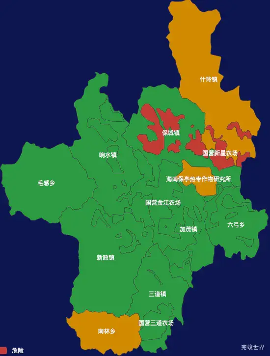 echarts保亭黎族苗族自治县geoJson地图定义颜色