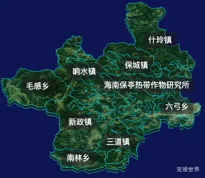 threejs保亭黎族苗族自治县geoJson地图3d地图css2d标签