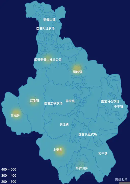 echarts琼中黎族苗族自治县geoJson地图热力图