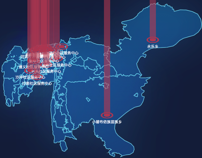 echarts贵阳市南明区geoJson地图添加柱状图