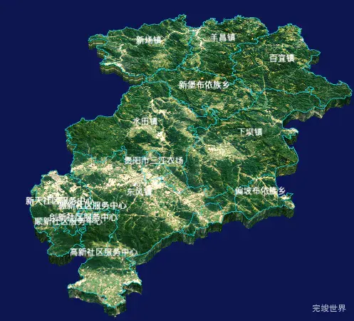 echarts贵阳市乌当区geoJson地图3d地图自定义贴图-绿色地面