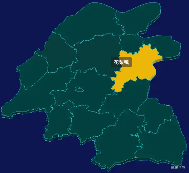 threejs贵阳市开阳县geoJson地图3d地图鼠标移入显示标签并高亮