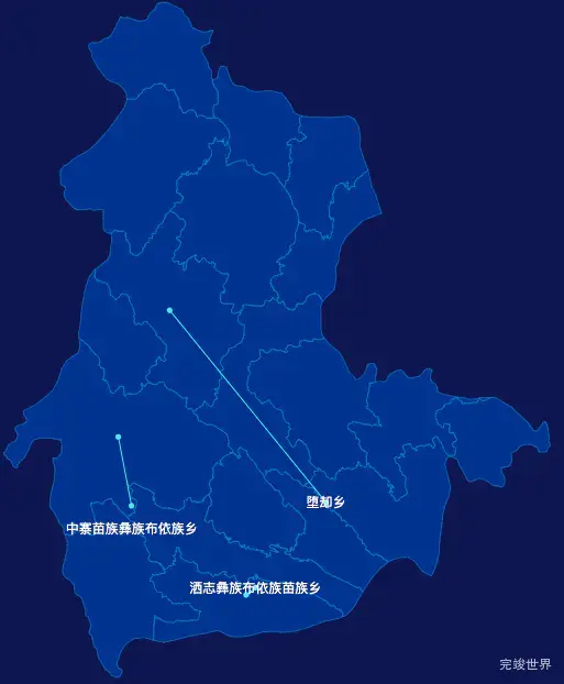 echarts六盘水市六枝特区geoJson地图自定义引导线