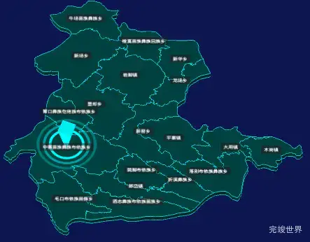 threejs六盘水市六枝特区geoJson地图3d地图添加旋转棱锥