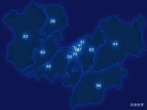 echarts遵义市红花岗区geoJson地图圆形波纹状气泡图