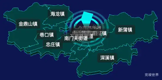 threejs遵义市红花岗区geoJson地图3d地图CSS2D外加旋转棱锥