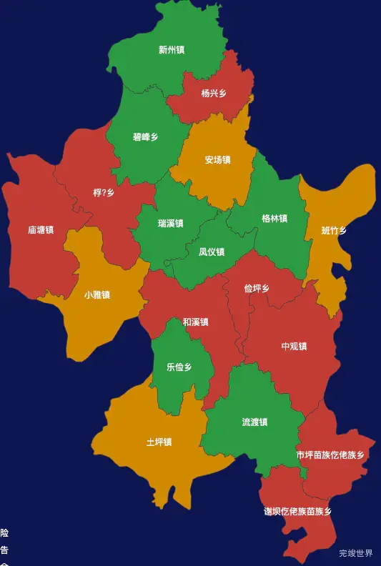 echarts遵义市正安县geoJson地图定义颜色