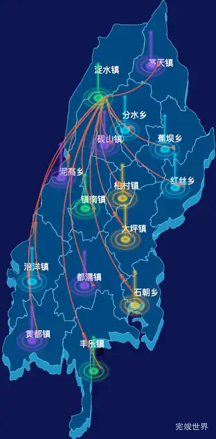 echarts遵义市务川仡佬族苗族自治县geoJson地图飞线图