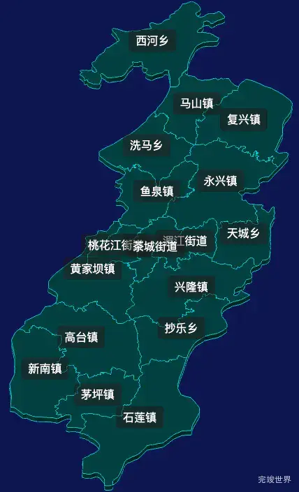 threejs遵义市湄潭县geoJson地图3d地图css2d标签