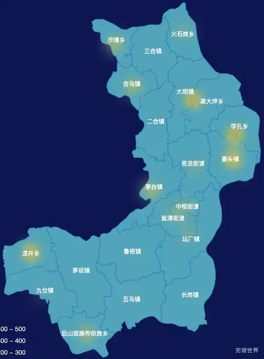 echarts遵义市仁怀市geoJson地图热力图