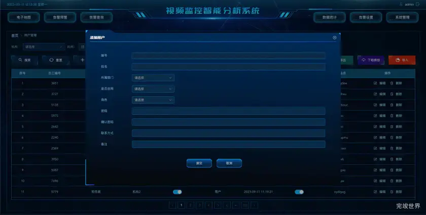 视频监控智能分析系统-用户管理编辑
