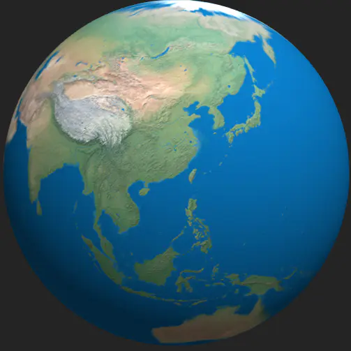 threejs 旋转的浅绿色3d地球纹理效果