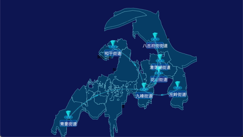 echarts 武汉市洪山区geoJson地图label自定义样式