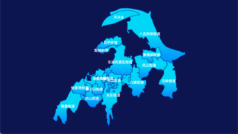 echarts 武汉市洪山区geoJson地图局部颜色渐变