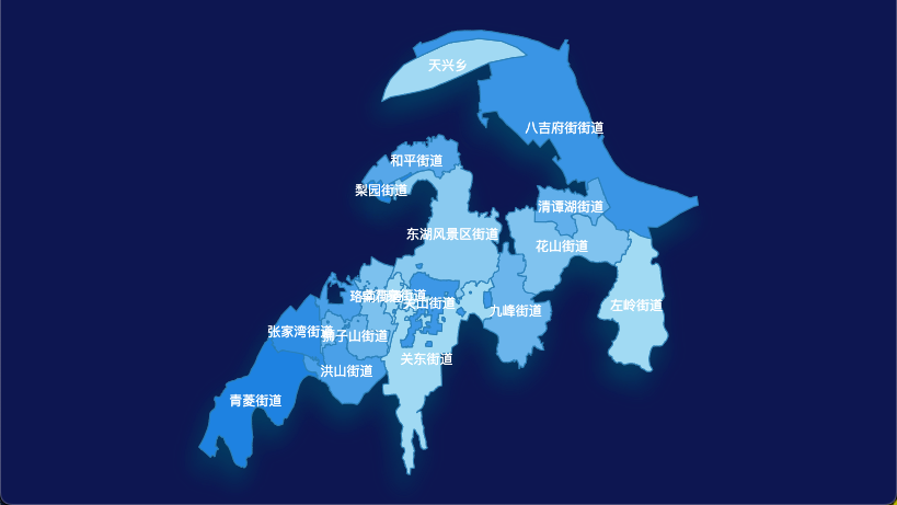 echarts 武汉市洪山区geoJson地图 tooltip轮播