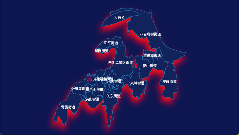 echarts 武汉市洪山区geoJson地图阴影