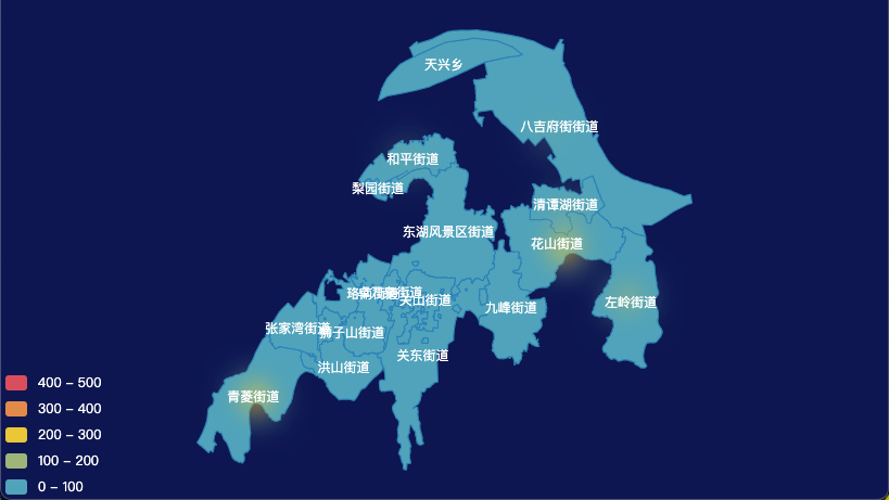 echarts 武汉市洪山区geoJson地图热力图