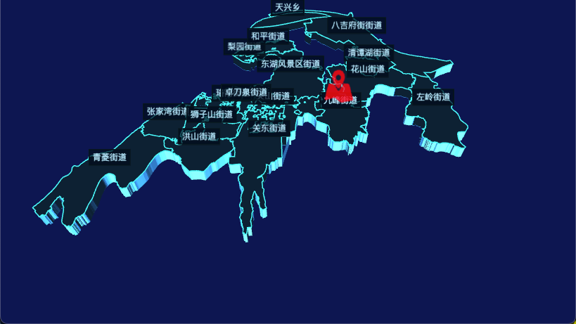 echarts 武汉市洪山区geoJson地图3d地图自定义图标