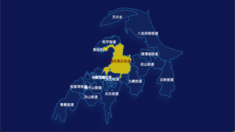 echarts 武汉市洪山区geoJson地图地图下钻展示
