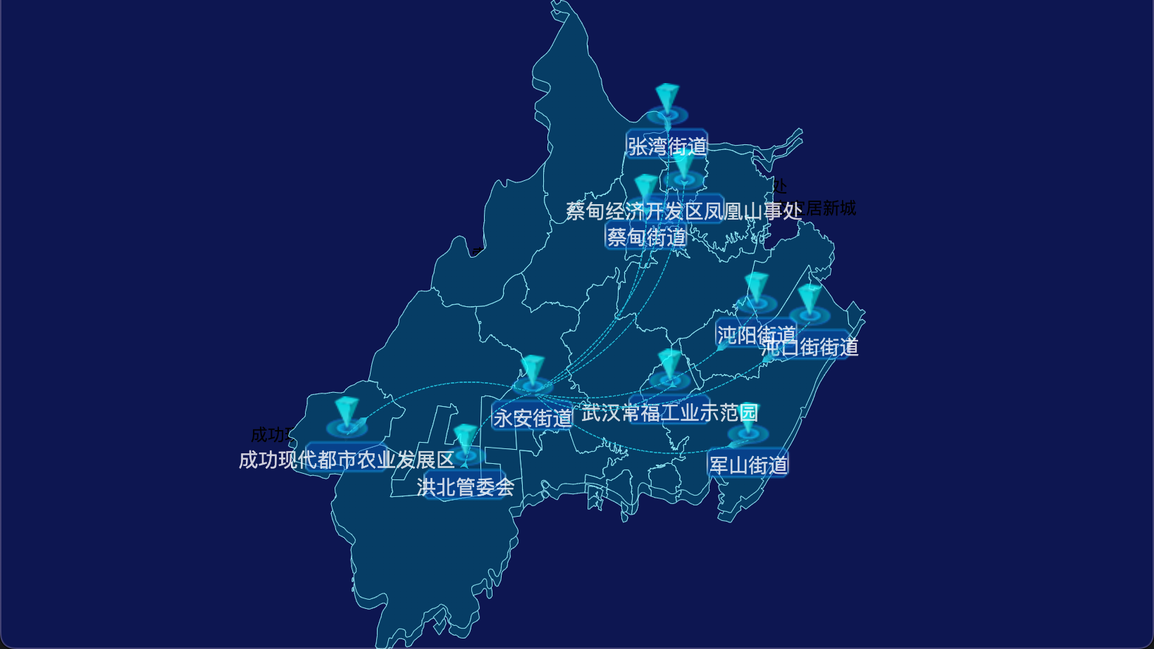 echarts 武汉市蔡甸区geoJson地图label样式自定义