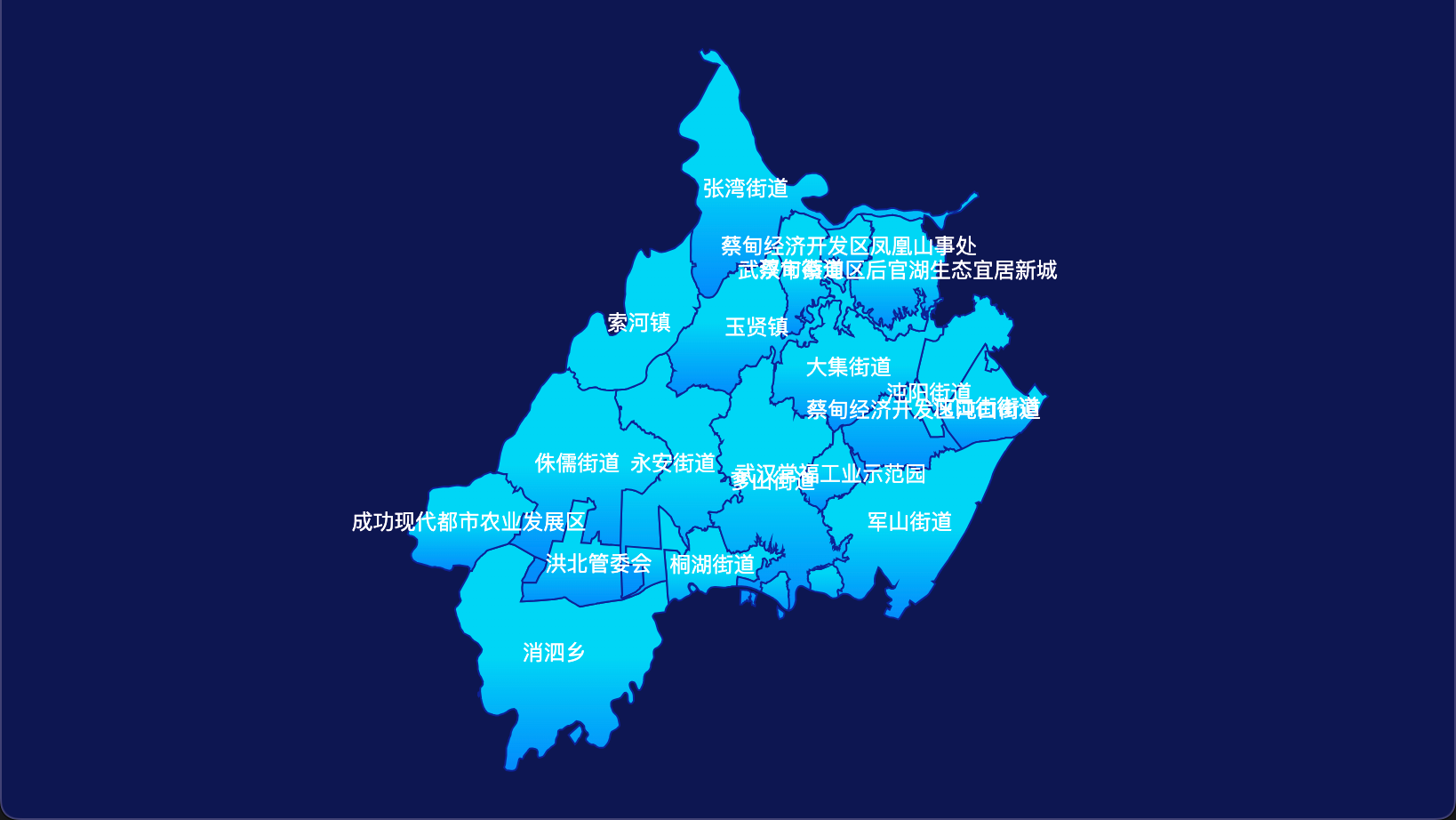 echarts 武汉市蔡甸区geoJson地图局部颜色渐变