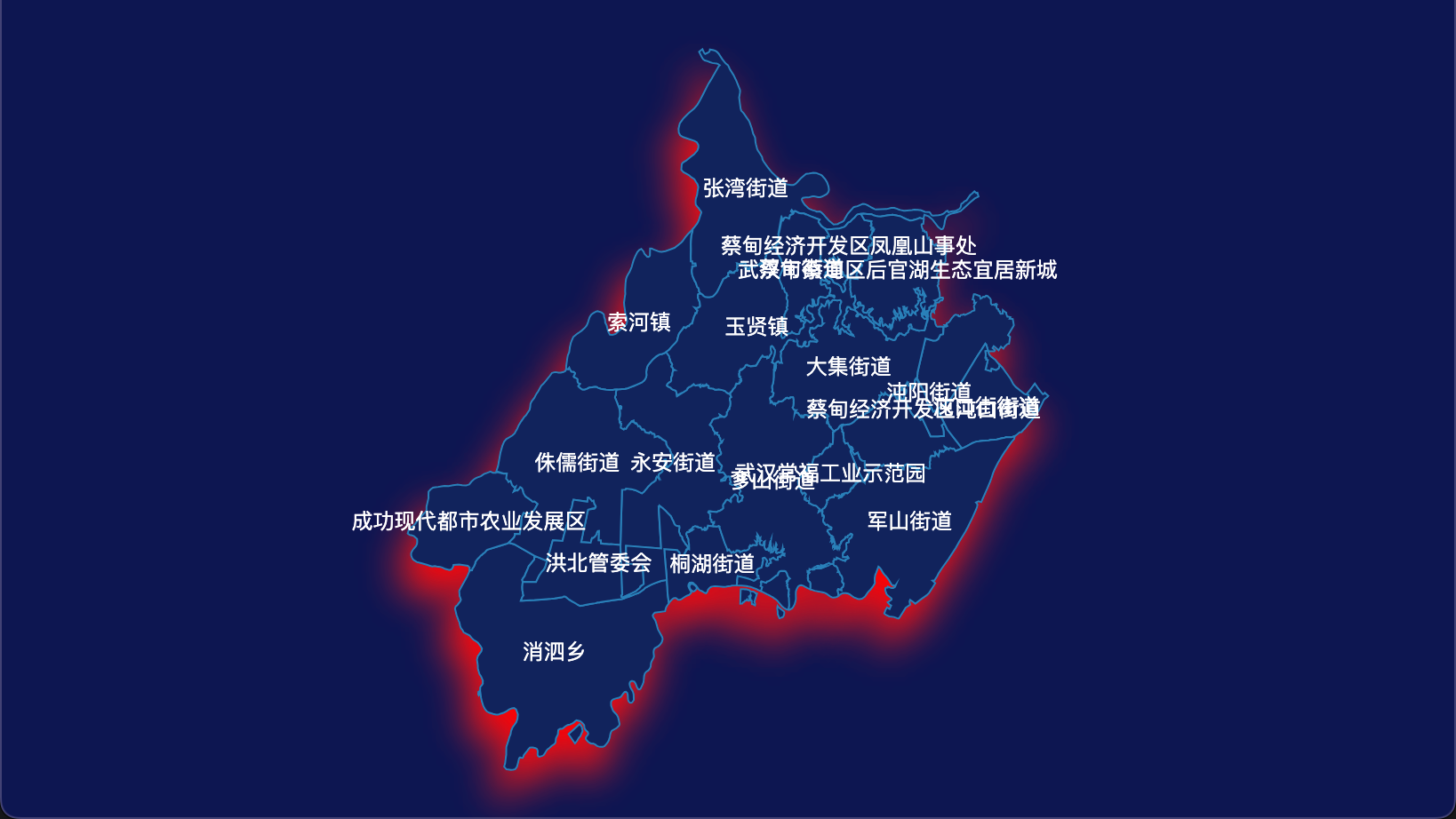 echarts 武汉市蔡甸区geoJson地图阴影