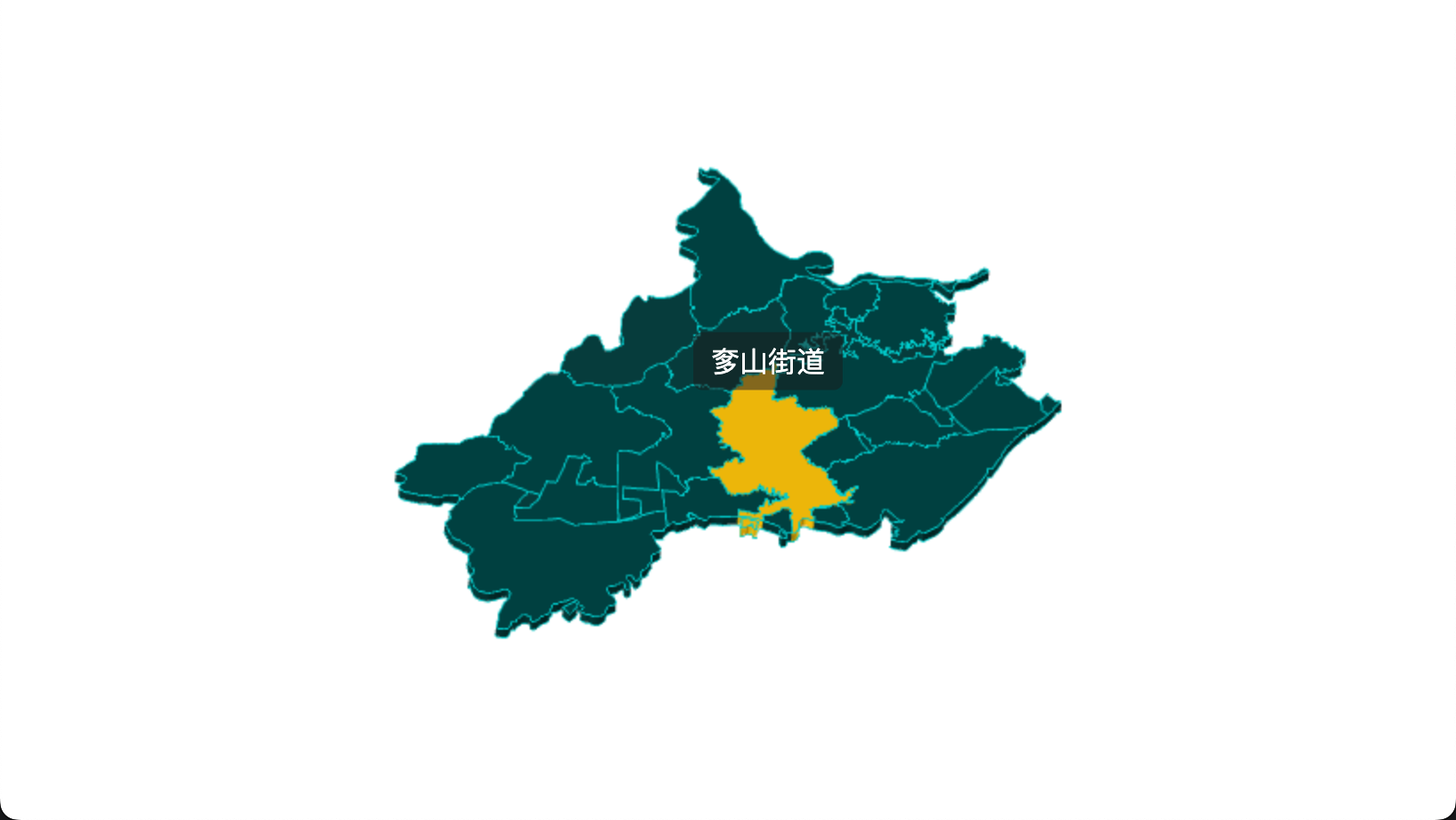 threejs 武汉市蔡甸区geoJson地图3d地图鼠标移入显示标签并高亮