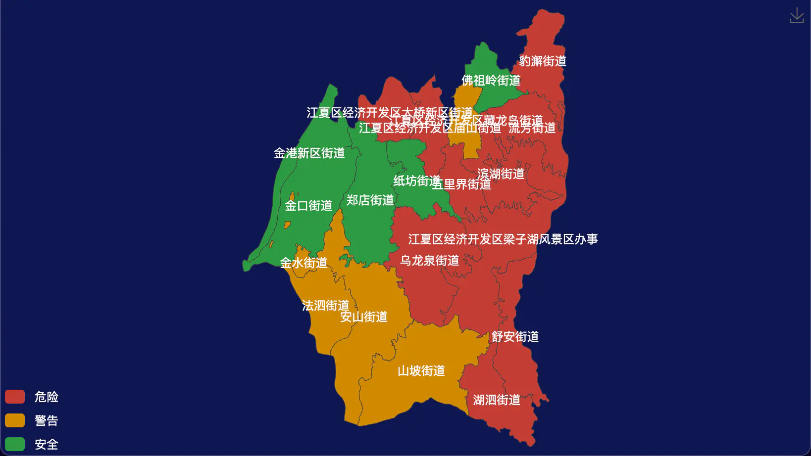 echarts 武汉市江夏区geoJson地图定义颜色