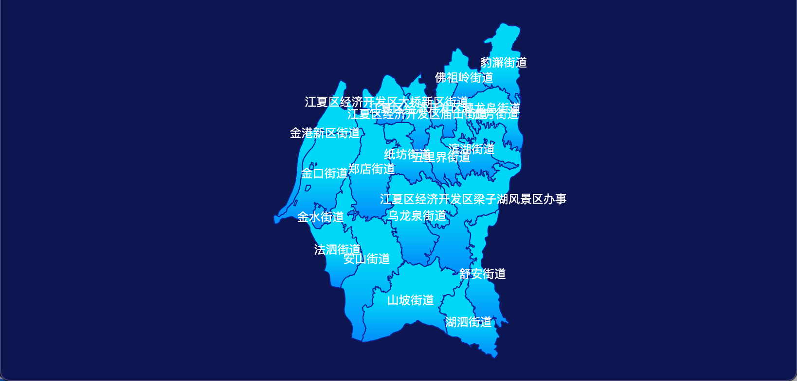 4 echarts 武汉市江夏区geoJson地图局部颜色渐变
